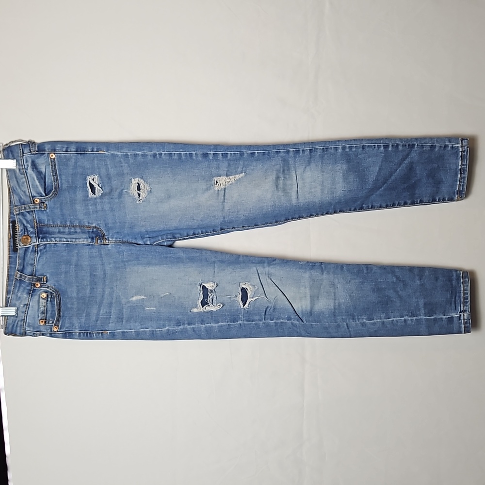 Aeropostale Womens Size 2 Blue Distressed Cropped Jeggings T4